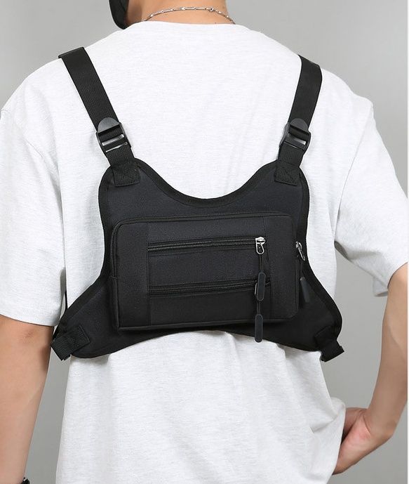Breathable Utility Lightweight Outdoor Fanny Pack Front Pack Pouch Chest Harness Holder for Running Fishing Cycling Sports B0350