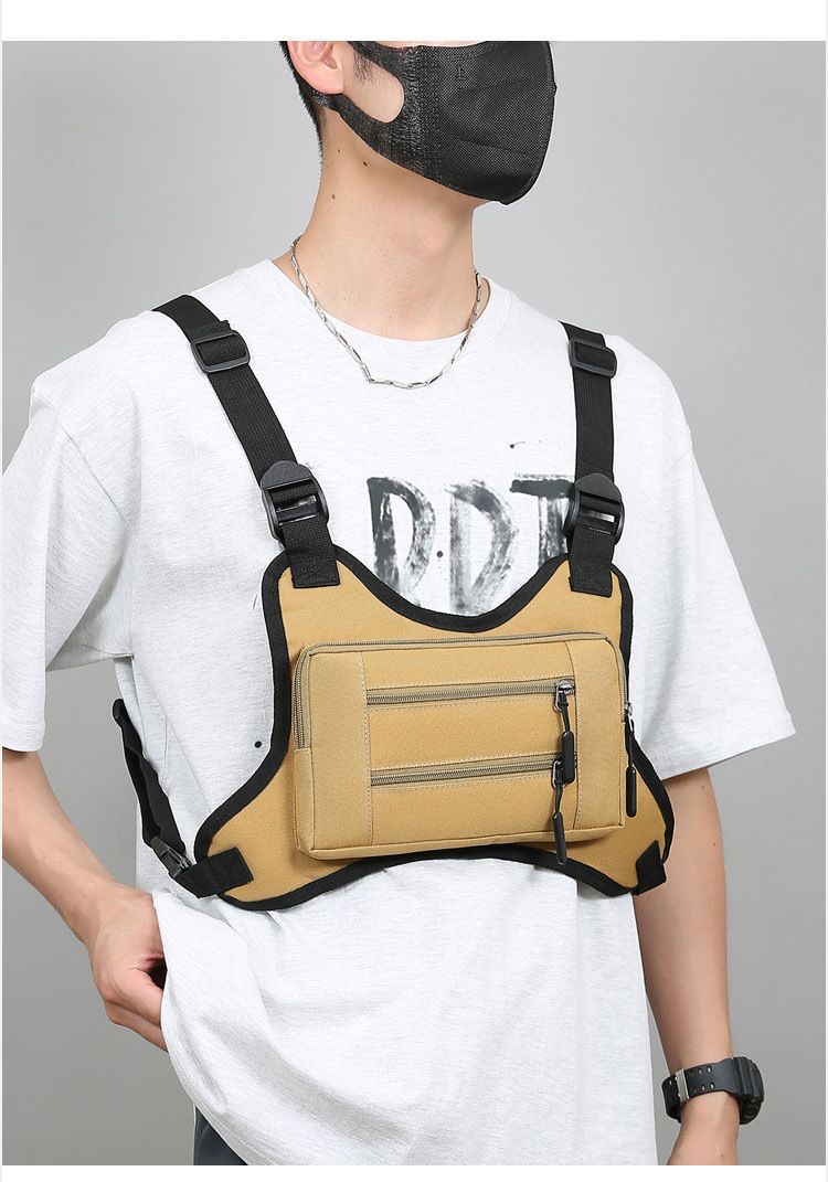 Breathable Utility Lightweight Outdoor Fanny Pack Front Pack Pouch Chest Harness Holder for Running Fishing Cycling Sports B0350