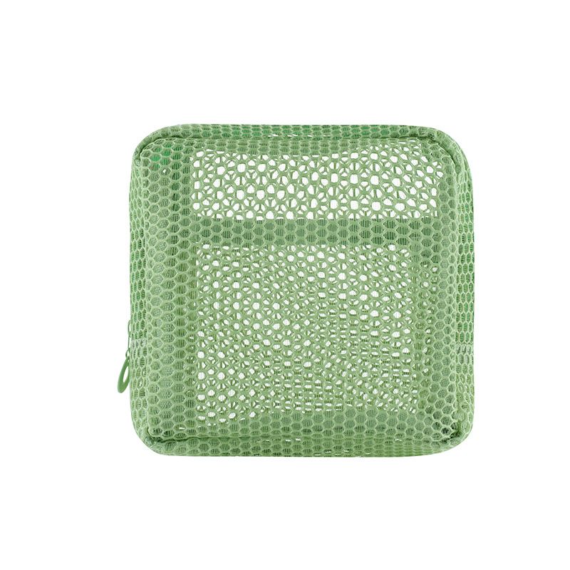 Mesh Small Makeup Bag for Women Clear Lightweight Make Up Square Pouch Travel Cosmetic Organizer for Lipstick &Cushion case B0524