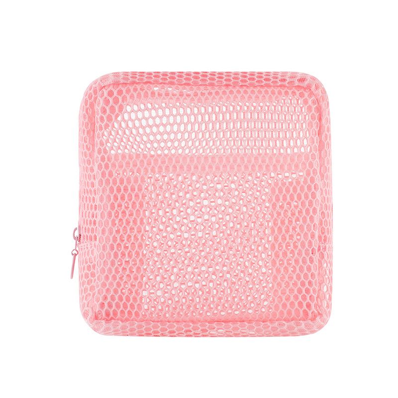 Mesh Small Makeup Bag for Women Clear Lightweight Make Up Square Pouch Travel Cosmetic Organizer for Lipstick &Cushion case B0524