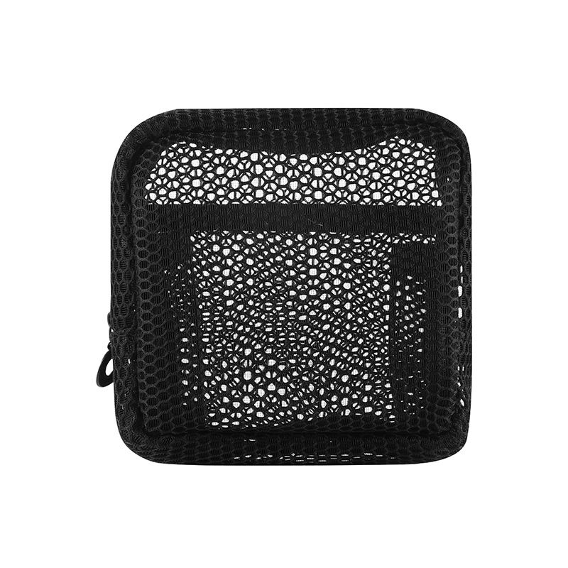 Mesh Small Makeup Bag for Women Clear Lightweight Make Up Square Pouch Travel Cosmetic Organizer for Lipstick &Cushion case B0524