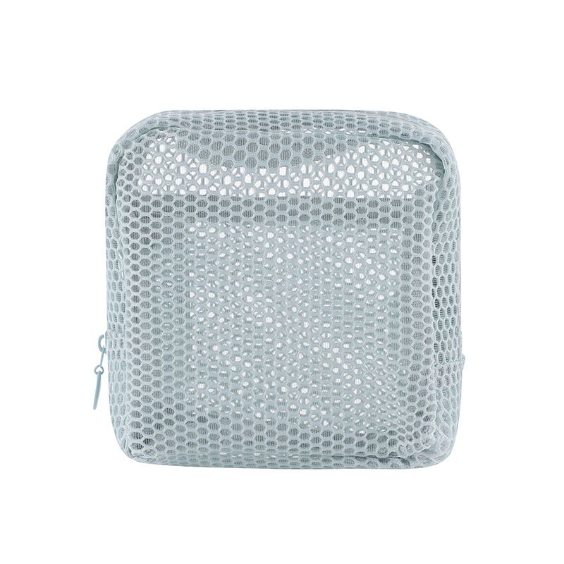 Mesh Small Makeup Bag for Women Clear Lightweight Make Up Square Pouch Travel Cosmetic Organizer for Lipstick &Cushion case B0524