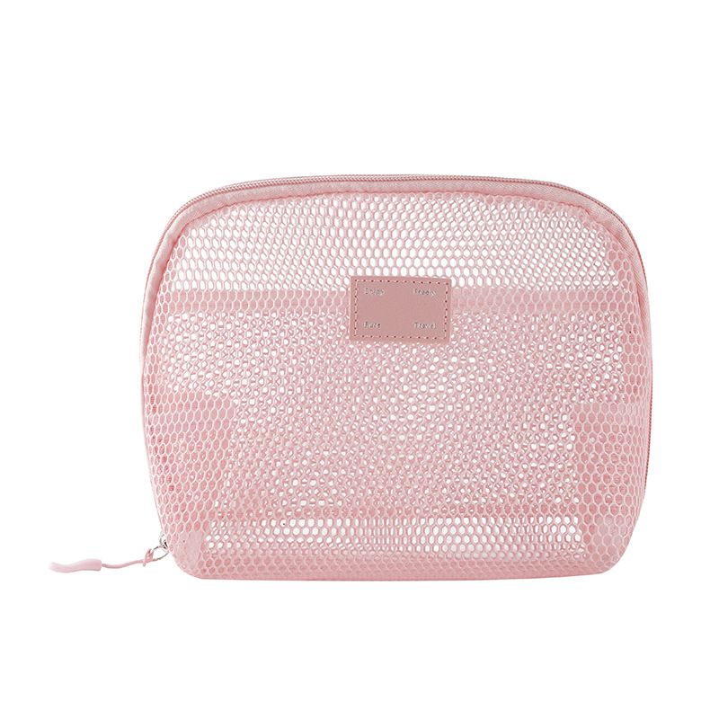 Casual Nylon Cosmetic Bag Hand-held Mesh Makeup Bags Multipurpose With Zipper Storage Pouch Travel Toiletry Wash Bags Big Size B0523