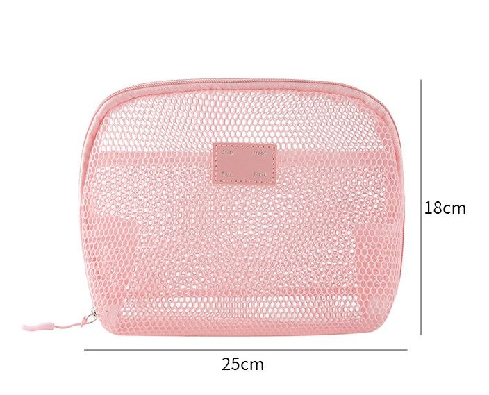 Casual Nylon Cosmetic Bag Hand-held Mesh Makeup Bags Multipurpose With Zipper Storage Pouch Travel Toiletry Wash Bags Big Size B0523