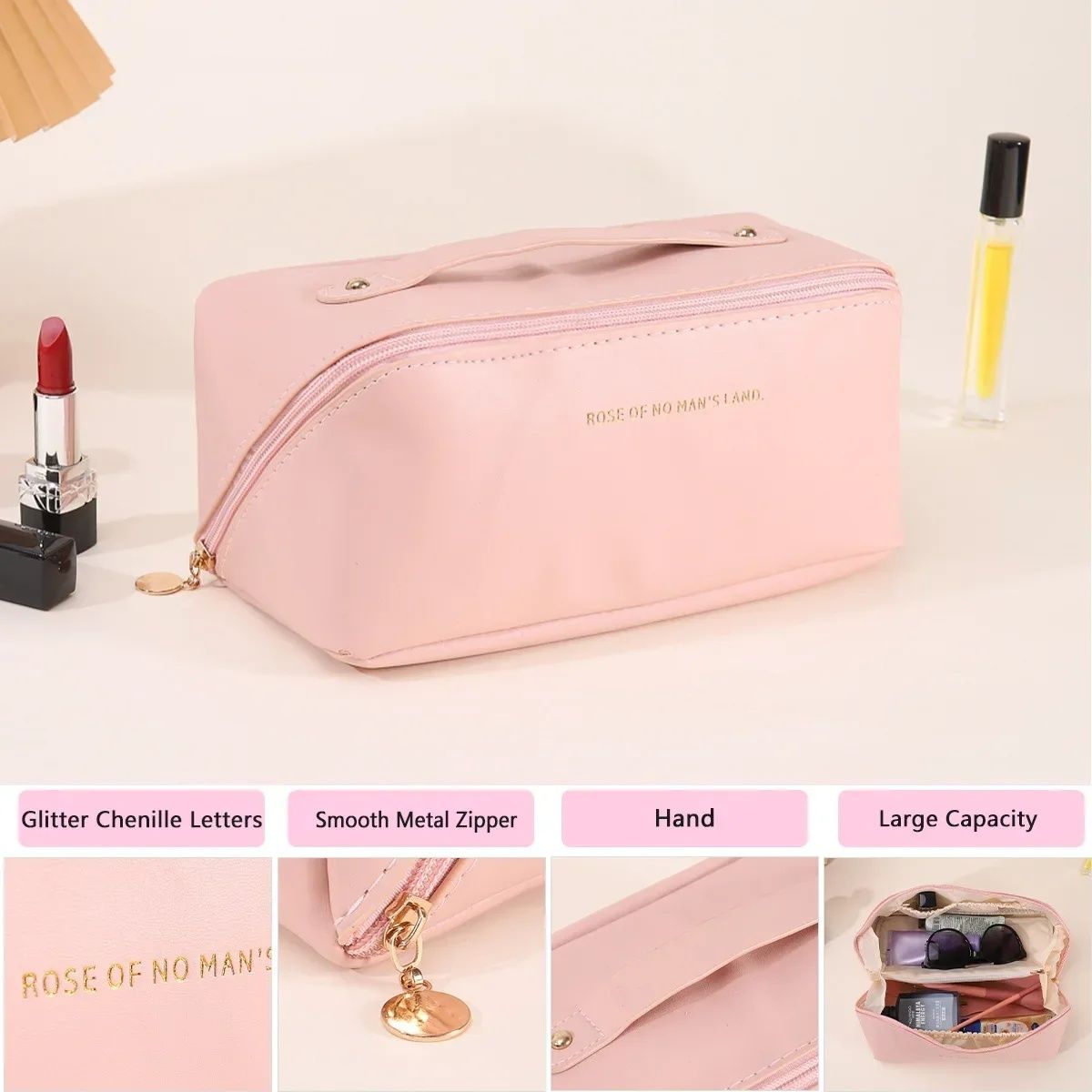 Luxury Women's Travel Makeup Bag Cosmetic Organizer Pouch, Fashion Zip Storage Case festival Gift for Ladies B0525