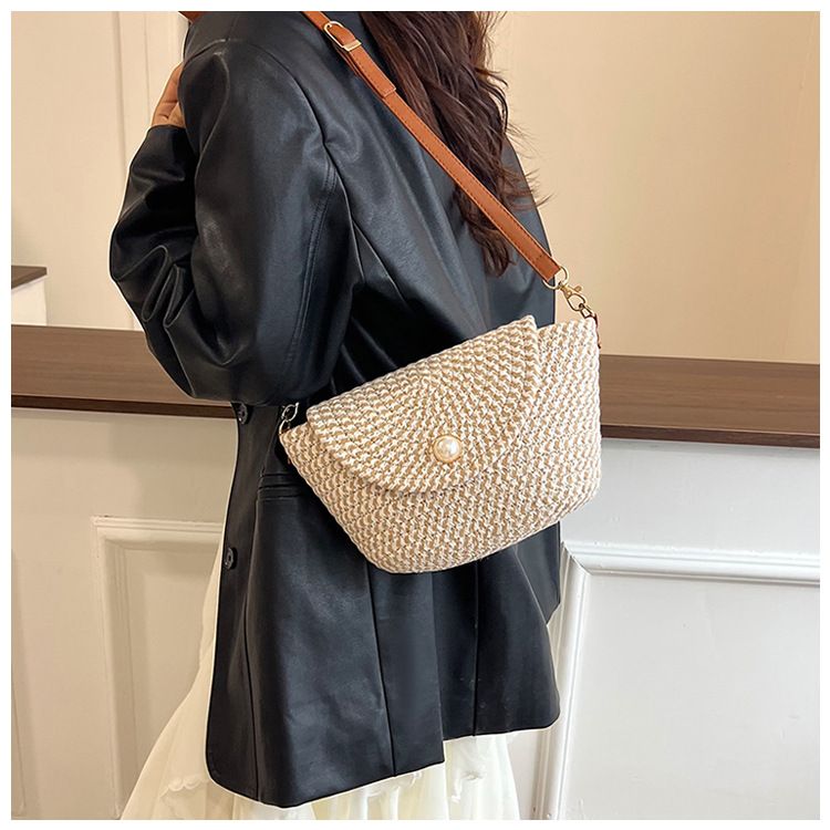 Luxury Straw Large Capacity Tote Bag Summer Beach Women Shoulder Bags Handmade Woven Bag Top-Handle Raffia Boho Woven Women Bags B0179
