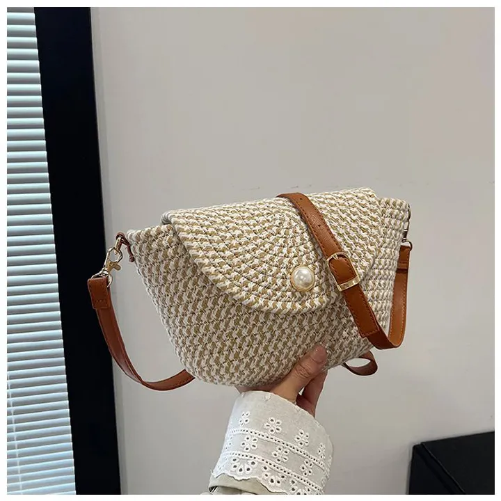 Luxury Straw Large Capacity Tote Bag Summer Beach Women Shoulder Bags Handmade Woven Bag Top-Handle Raffia Boho Woven Women Bags B0179