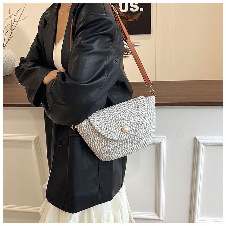 Luxury Straw Large Capacity Tote Bag Summer Beach Women Shoulder Bags Handmade Woven Bag Top-Handle Raffia Boho Woven Women Bags B0179