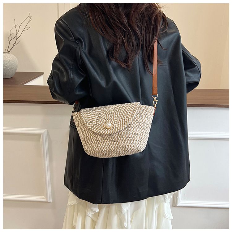 Luxury Straw Large Capacity Tote Bag Summer Beach Women Shoulder Bags Handmade Woven Bag Top-Handle Raffia Boho Woven Women Bags B0179