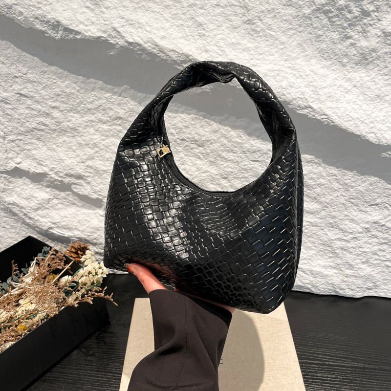 Retro Casual Versatile PU Leather Tote Bag,Fashion Woven Embossed Shoulder Bags ,Knotted Decorative Hobo Bag,Pleated Cloud Bag B0265