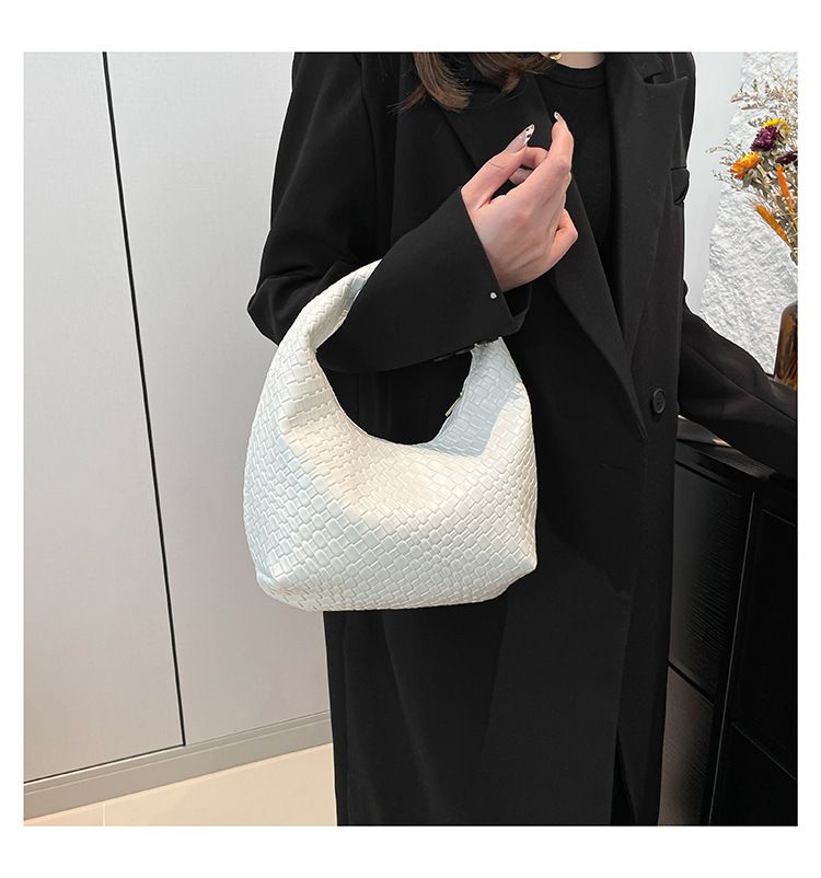 Retro Casual Versatile PU Leather Tote Bag,Fashion Woven Embossed Shoulder Bags ,Knotted Decorative Hobo Bag,Pleated Cloud Bag B0265