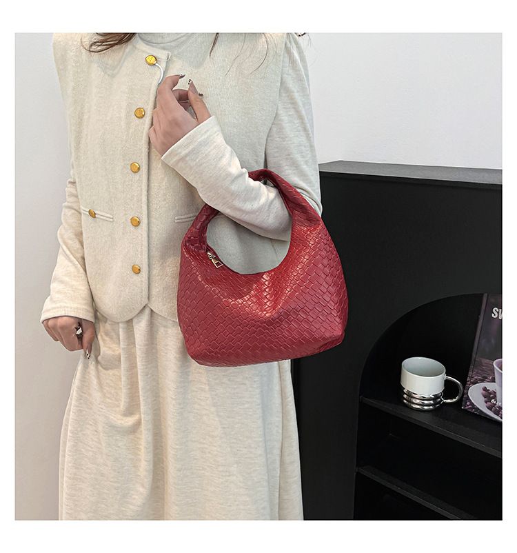 Retro Casual Versatile PU Leather Tote Bag,Fashion Woven Embossed Shoulder Bags ,Knotted Decorative Hobo Bag,Pleated Cloud Bag B0265