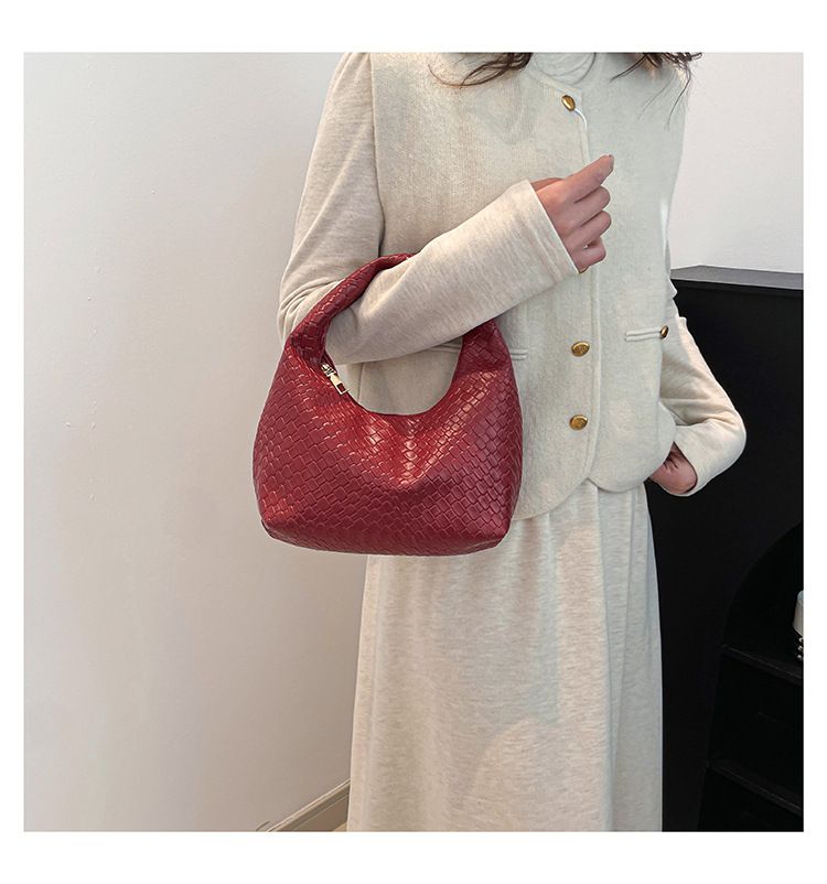 Retro Casual Versatile PU Leather Tote Bag,Fashion Woven Embossed Shoulder Bags ,Knotted Decorative Hobo Bag,Pleated Cloud Bag B0265