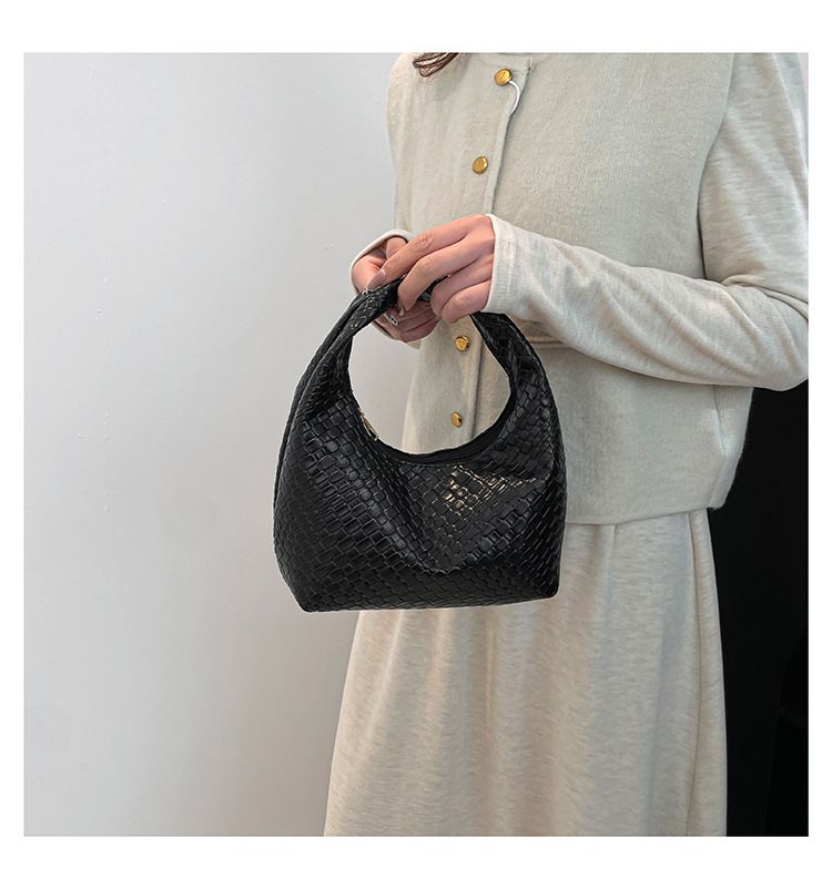 Retro Casual Versatile PU Leather Tote Bag,Fashion Woven Embossed Shoulder Bags ,Knotted Decorative Hobo Bag,Pleated Cloud Bag B0265