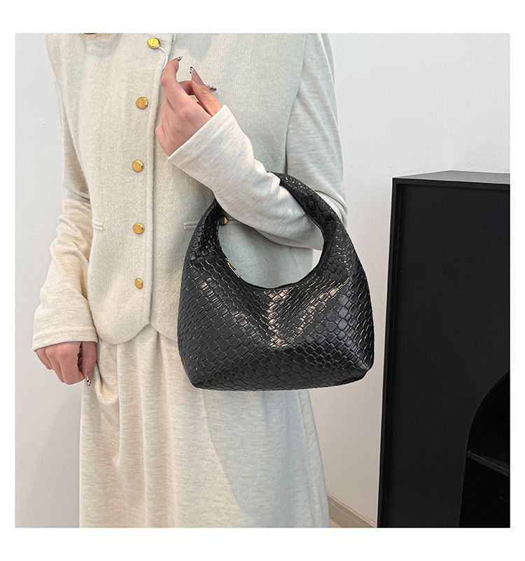 Retro Casual Versatile PU Leather Tote Bag,Fashion Woven Embossed Shoulder Bags ,Knotted Decorative Hobo Bag,Pleated Cloud Bag B0265
