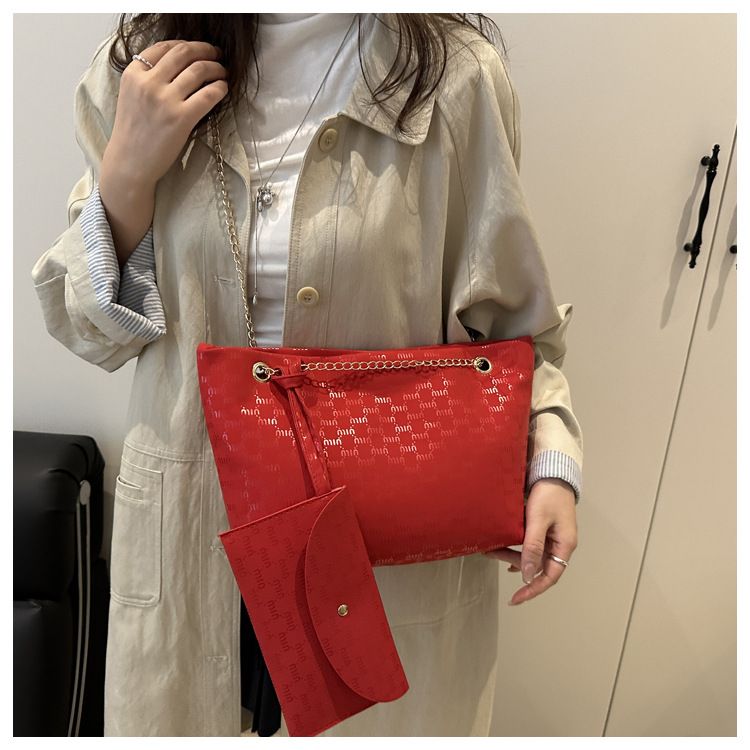 Women Luxury Design New Presbyopic Handbag Large Capacity Handbag Fashion Printing Shoulder Bag Trendy Shopping Bag with Wallet B0739