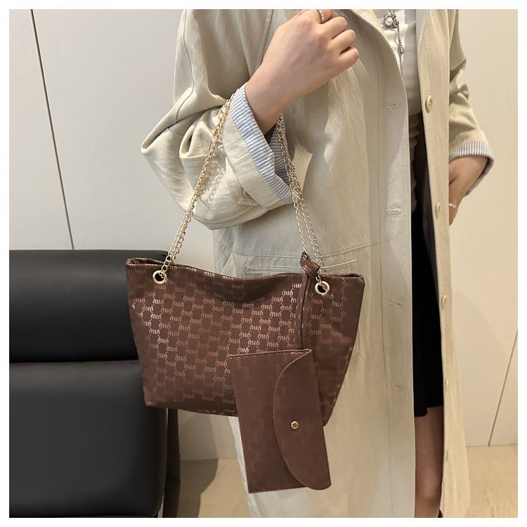 Women Luxury Design New Presbyopic Handbag Large Capacity Handbag Fashion Printing Shoulder Bag Trendy Shopping Bag with Wallet B0739