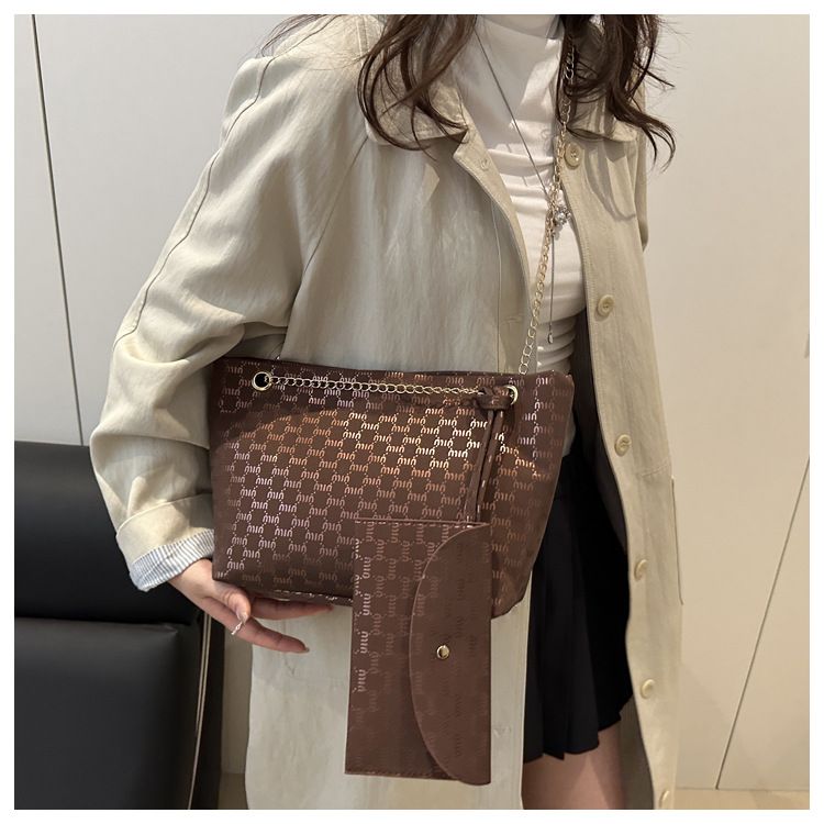 Women Luxury Design New Presbyopic Handbag Large Capacity Handbag Fashion Printing Shoulder Bag Trendy Shopping Bag with Wallet B0739