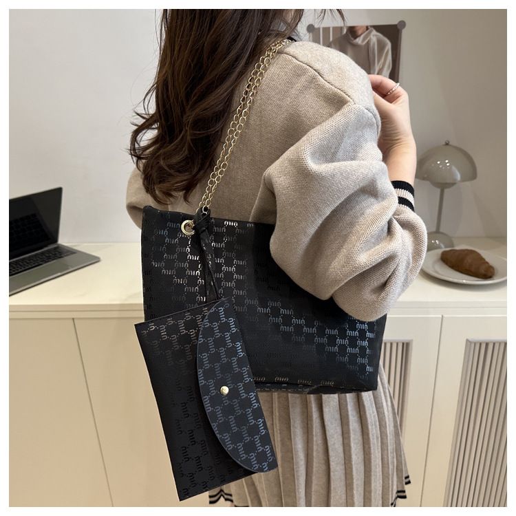 Women Luxury Design New Presbyopic Handbag Large Capacity Handbag Fashion Printing Shoulder Bag Trendy Shopping Bag with Wallet B0739
