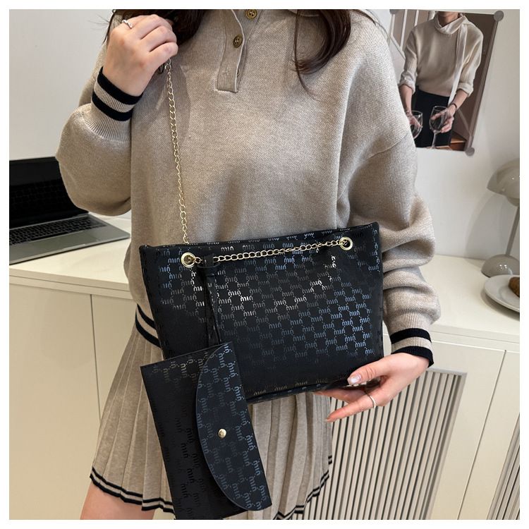 Women Luxury Design New Presbyopic Handbag Large Capacity Handbag Fashion Printing Shoulder Bag Trendy Shopping Bag with Wallet B0739
