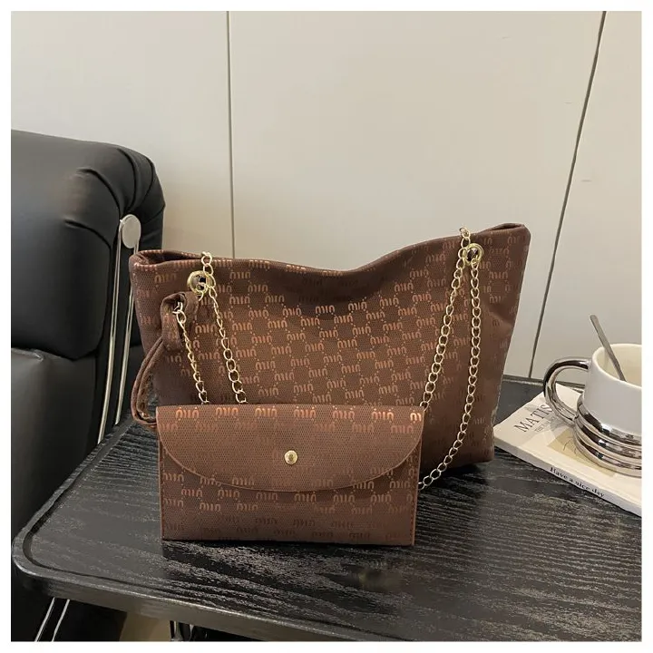 Women Luxury Design New Presbyopic Handbag Large Capacity Handbag Fashion Printing Shoulder Bag Trendy Shopping Bag with Wallet B0739