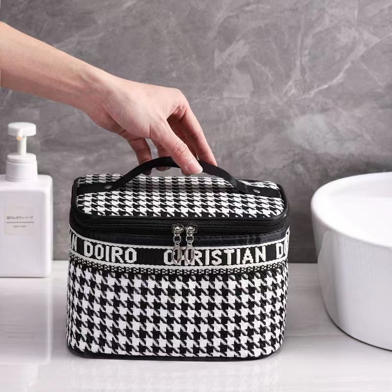 Thousand Bird Grid Cosmetic Bag Female Large Capacity Portable New Travel Waterproof Handheld Large Storage Bag Wash Bag B0506