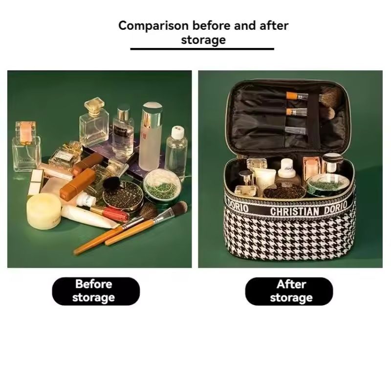 Thousand Bird Grid Cosmetic Bag Female Large Capacity Portable New Travel Waterproof Handheld Large Storage Bag Wash Bag B0506