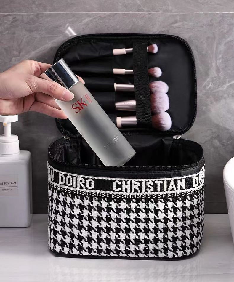 Thousand Bird Grid Cosmetic Bag Female Large Capacity Portable New Travel Waterproof Handheld Large Storage Bag Wash Bag B0506