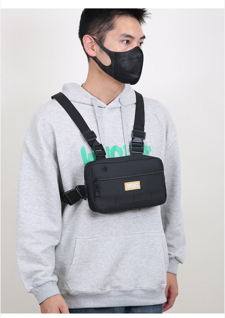 Unisex Oxford Cloth Casual Vest Utility Chest Bags Hip-Hop Zipper Vest Waist for Women Man Outdoor Shopping Travel