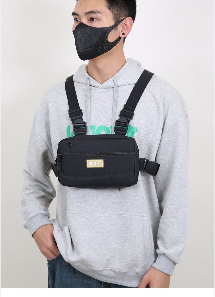 Unisex Oxford Cloth Casual Vest Utility Chest Bags Hip-Hop Zipper Vest Waist for Women Man Outdoor Shopping Travel