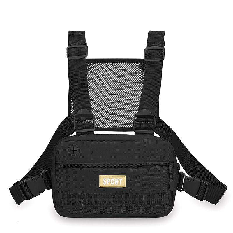 Unisex Oxford Cloth Casual Vest Utility Chest Bags Hip-Hop Zipper Vest Waist for Women Man Outdoor Shopping Travel