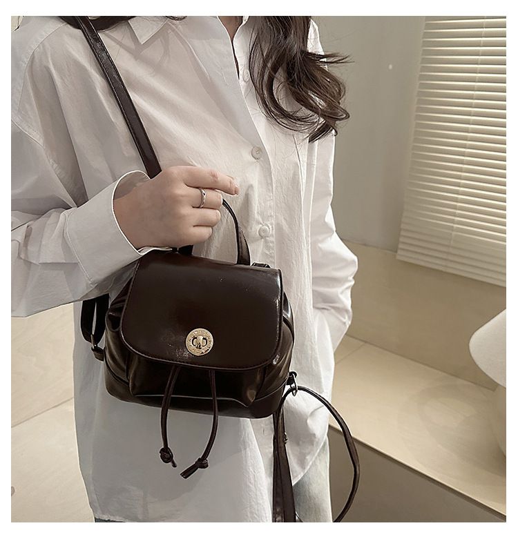 Casual College Women's Backpack Small Travel Bag Fashionable Retro Autumn Winter Leisure Pack Soft Polyester B0305