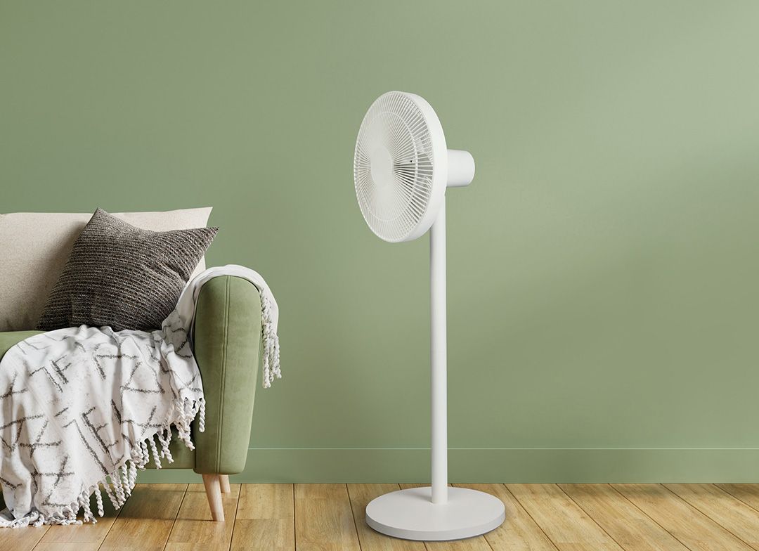Mi Smart Standing Fan 2, Dual blades, DC motor, Voice control, 140° ventilation, 14m range, 100 levels, Table and floor, Silent all night, easily adjust the height of the stand, Precise speed settings