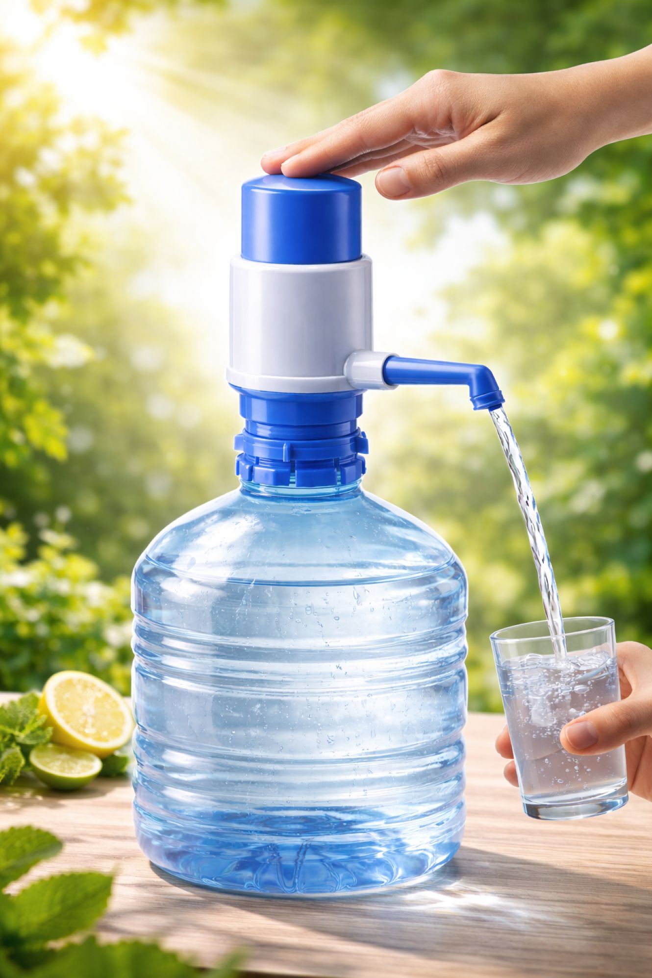 Manual Hand-Press Water Dispenser Pump, Portable and Non-Electric, Universal Fit, Safe and Non-Toxic, Hygienic