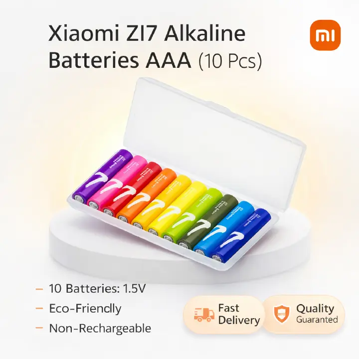 Xiaomi ZI7 Alkaline Batteries AAA (10 Pcs), Non-Rechargeable, 1.5V Batteries, For Toys, Remote Controllers, Clocks, MP3, MP4, Power Tools, CD-players, PDAs, Flashlights, Digital Cameras, Eco-Friendly