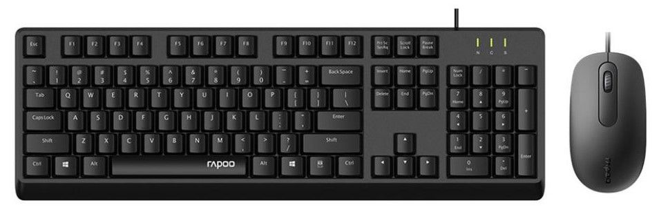 Rapoo X130 Pro Wired Keyboard And Mouse Combo, Spill-Resistant Design, 1000 DPI Tracking Engine, Anti-Oxidation Sealed Membrane, Laser-Carved Keycaps, Plug-and-Play USB Connection, 3-Button Mouse