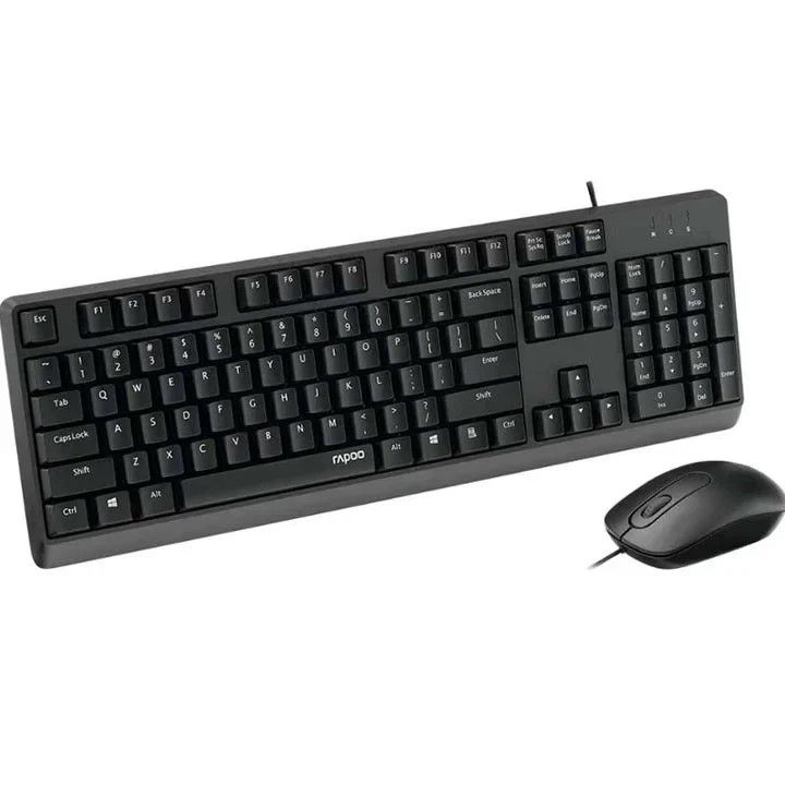 Rapoo X130 Pro Wired Keyboard And Mouse Combo, Spill-Resistant Design, 1000 DPI Tracking Engine, Anti-Oxidation Sealed Membrane, Laser-Carved Keycaps, Plug-and-Play USB Connection, 3-Button Mouse