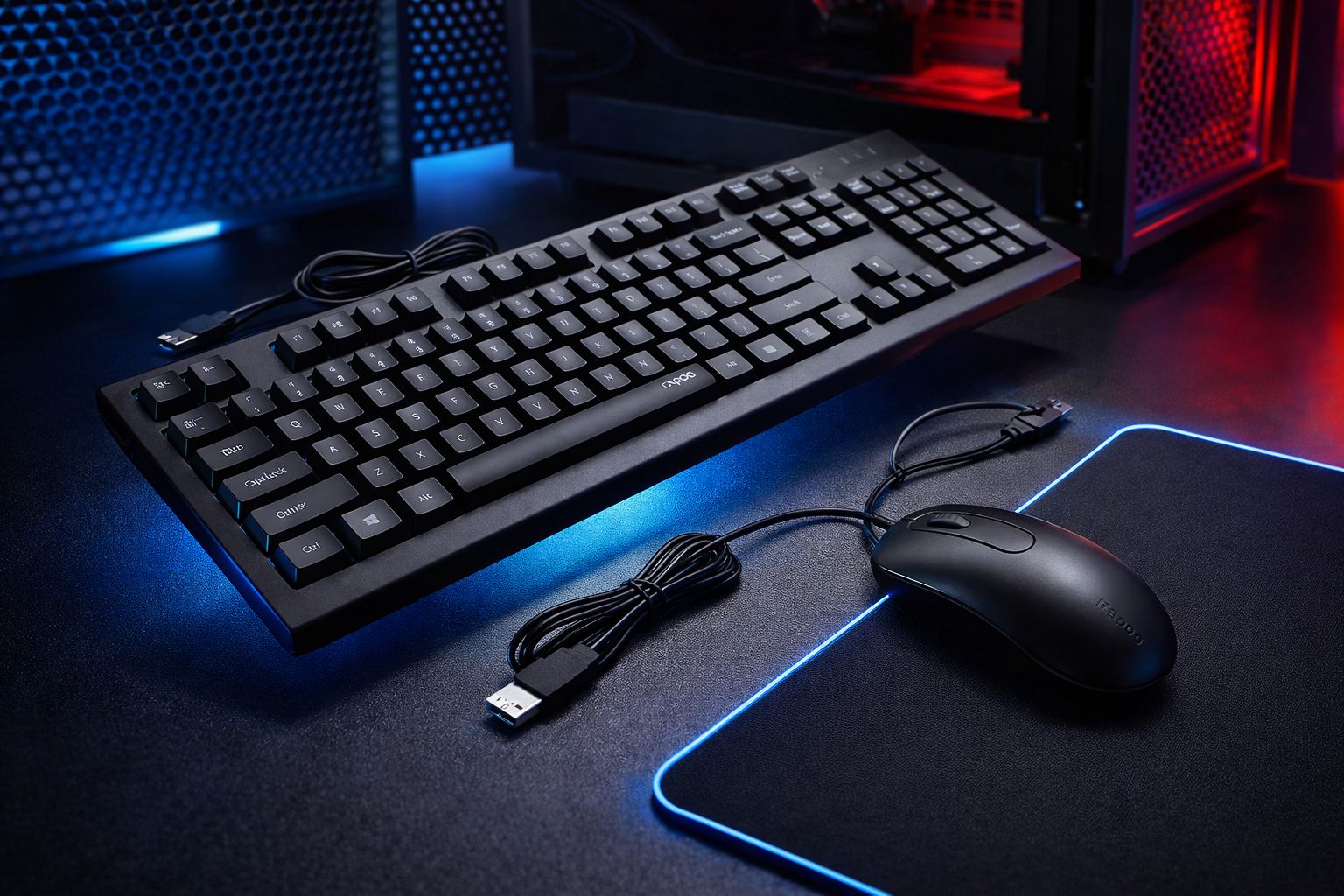 Rapoo X130 Pro Wired Keyboard And Mouse Combo, Spill-Resistant Design, 1000 DPI Tracking Engine, Anti-Oxidation Sealed Membrane, Laser-Carved Keycaps, Plug-and-Play USB Connection, 3-Button Mouse