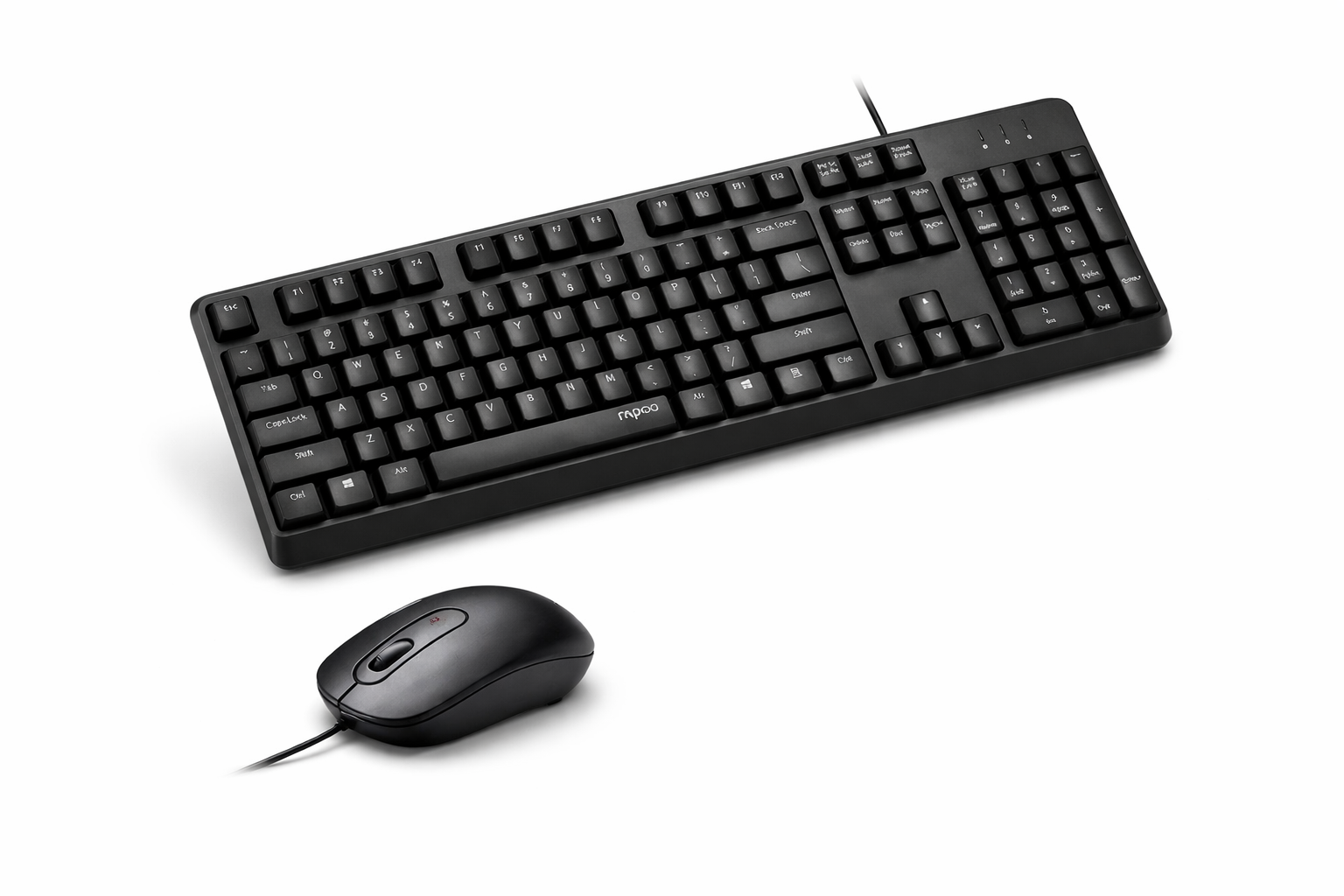 Rapoo X130 Pro Wired Keyboard And Mouse Combo, Spill-Resistant Design, 1000 DPI Tracking Engine, Anti-Oxidation Sealed Membrane, Laser-Carved Keycaps, Plug-and-Play USB Connection, 3-Button Mouse