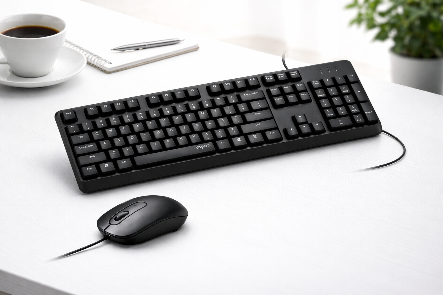 Rapoo X130 Pro Wired Keyboard And Mouse Combo, Spill-Resistant Design, 1000 DPI Tracking Engine, Anti-Oxidation Sealed Membrane, Laser-Carved Keycaps, Plug-and-Play USB Connection, 3-Button Mouse