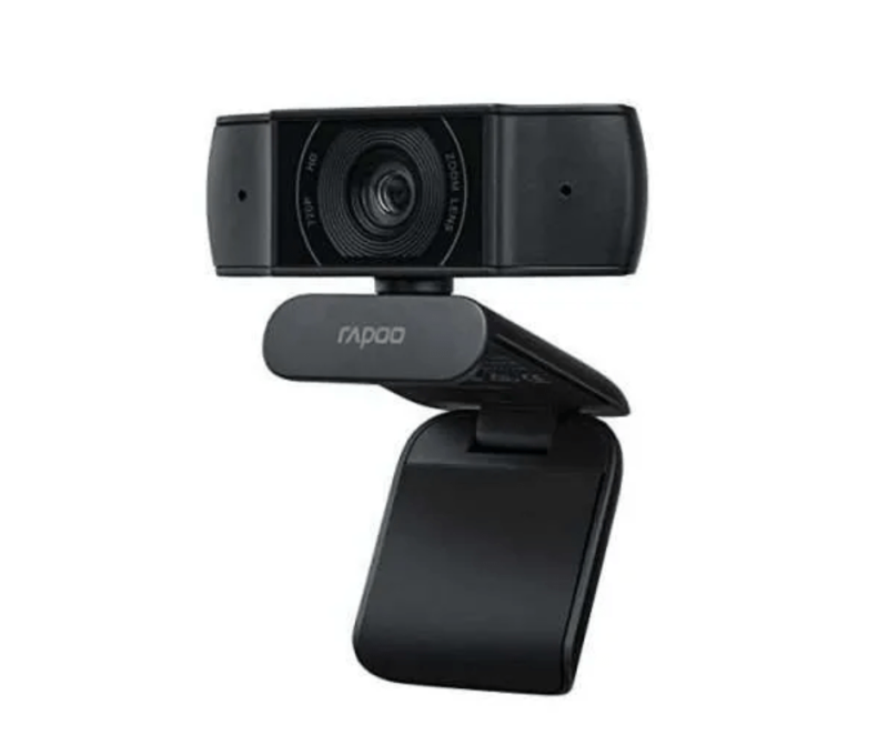 Rapoo C200 720p HD Webcam, 100° Super Wide-Angle Lens, 360° Horizontal Rotation, Built-In Noise-Reduction Microphones, USB 2.0 Interface, Plug-and Play Functionality, LED Indicator, Adjustable Base