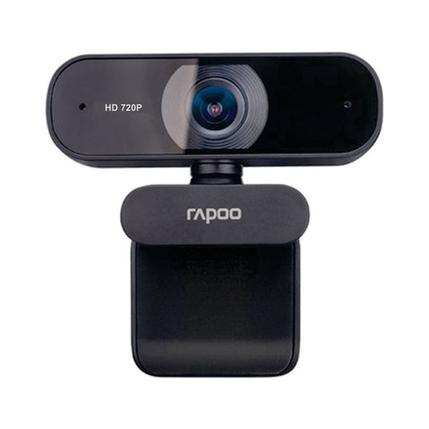 Rapoo C200 720p HD Webcam, 100° Super Wide-Angle Lens, 360° Horizontal Rotation, Built-In Noise-Reduction Microphones, USB 2.0 Interface, Plug-and Play Functionality, LED Indicator, Adjustable Base