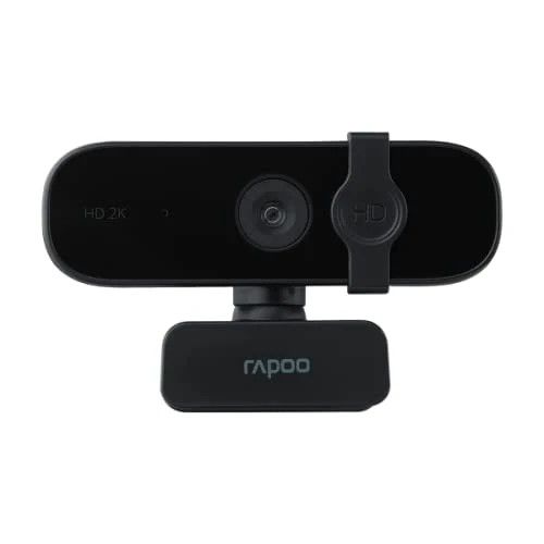Rapoo C280 2K HD Webcam, 1440p Resolution, 85° Wide-Angle Lens, Noise-Reduction Microphones, 360° Horizontal Rotation, USB 2.0 Plug & Play, LED Activity Indicator, Built-In Privacy Shutter
