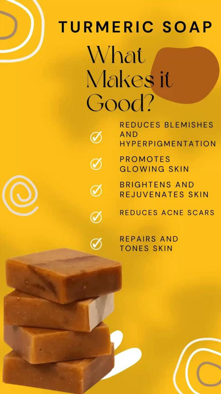 Tumeric soap, tumeric glow oil,tumeric exfoliating and tumeric ing reducing inflammation, brightening skin tone, and potentially aiding in wound healing. Its antioxidant and antimicrobial properties a