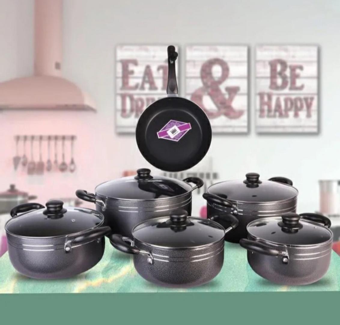 【11th Anniversary offer 】TC 14PCS Nonstick Cookware Set Cooking Pots Sufuria (20/22/24/28/30cm Pots +26cm frying pan)