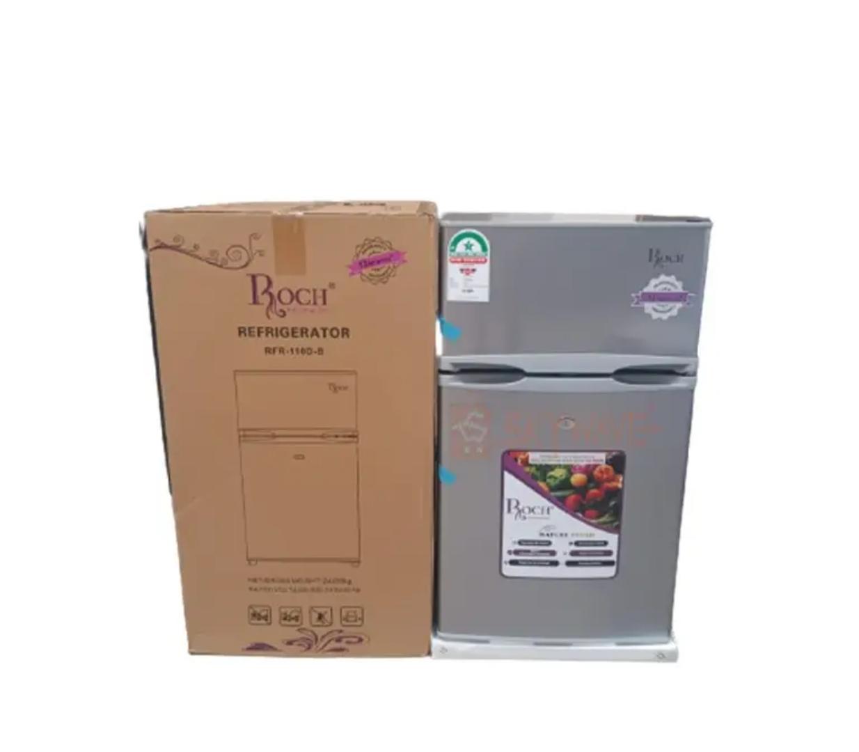 ROCH 118L Double Door Fridge RFR-150-DT-I Defrost Fridge Direct Cool Silver With Inbuit Freezer Glass Shelves Lockable 1 Year Warranty