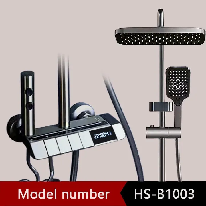 Digital Display Thermostatic Shower System Luxury Smart Bathroom Shower Cold and Hot Water Mixer Set Bathroom
