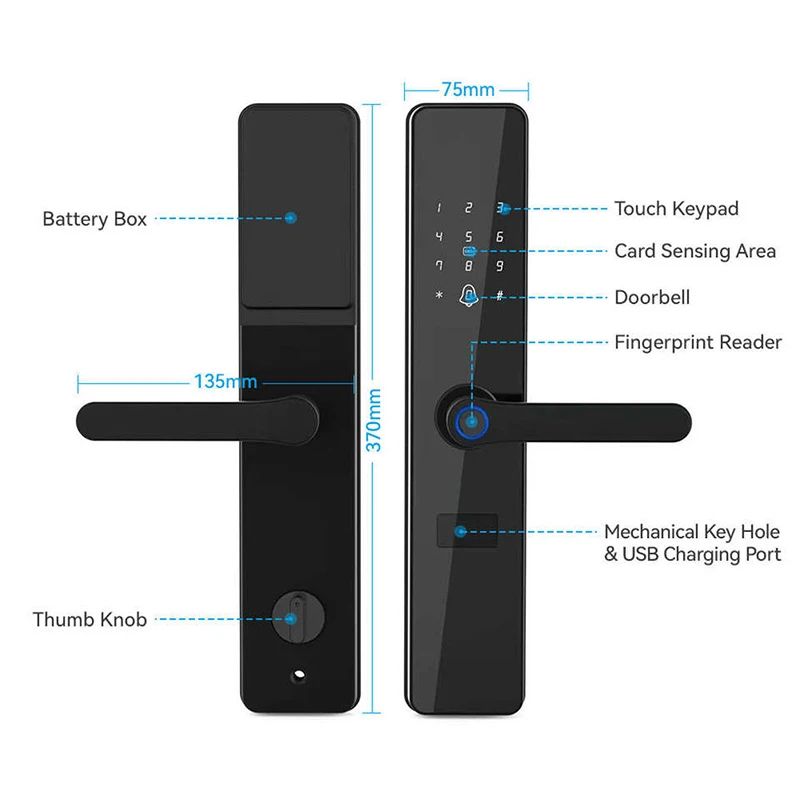 Fingerprint Smart Intelligent Door Lock Smart Home Tuya lock Digital Smart Lock