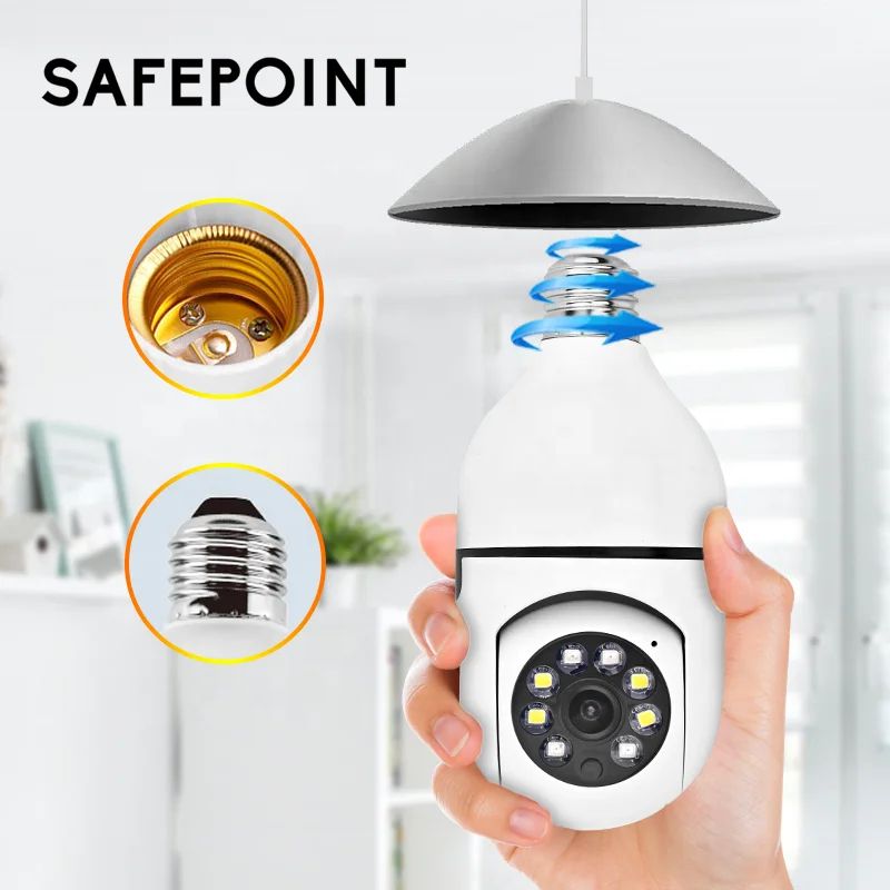 1080P CCTV CAMERA 360° PANORAMIC BULB CCTV WiFi IP PTZ PAN & TILT ROTATING CAMERA MOTION TRACKING,2WAY COMMUNICATION, SUPPORT SD CARD AND CLOUD STORAGE,FUL