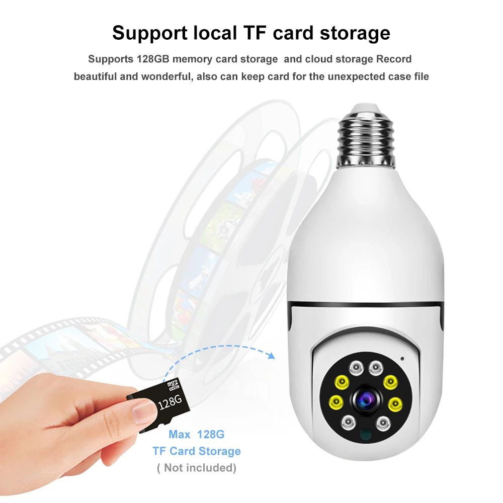 360° PANORAMIC BULB CCTV WiFi IP PTZ PAN & TILT ROTATING CAMERA MOTION TRACKING,2WAY COMMUNICATION, SUPPORT SD CARD AND CLOUD STORAGE,FULL